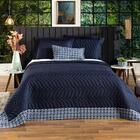 Cobre Leito Fortuny King 03pçs Percal 180 Fios Azul Marinho