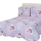 Cobre Leito Garden Dupla Face Queen Rosa 03 Peças [f101]