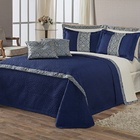 Cobre Leito Ibiza Jacquard Super King 7 Peças Azul