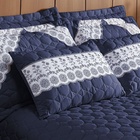 Cobre Leito Império Queen 9 Peças Percal Microfibra Azul Mari