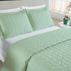 Cobre Leito King Bordado Verde Micropercal 200 Fios + Jogo De