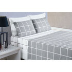 Cobre Leito King Cinza Micropercal 200 Fios Dupla Face + Jogo