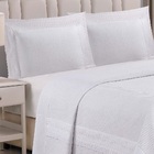 Cobre Leito King Encanto Bordado Inglês Percal 3pç 100% Polié