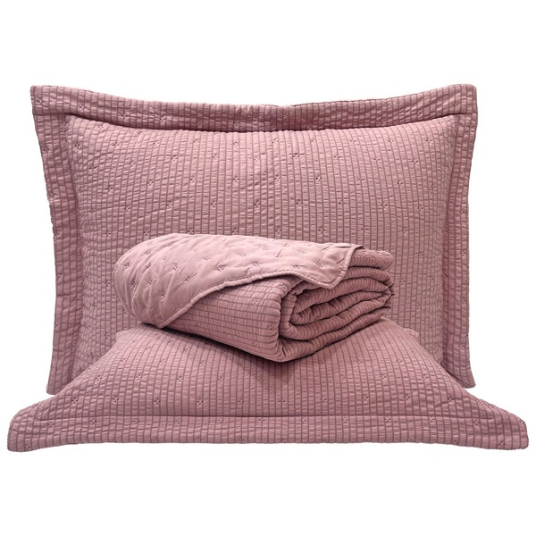 Cobre Leito King Lume Dupla Face 3pç 100% Poliéster - Malva