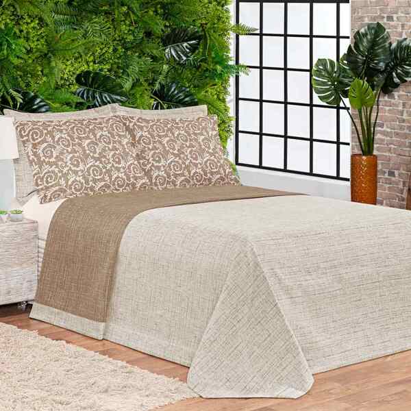 Cobre Leito King Marau Dupla Face Jacquard Rustico 3 Peças -