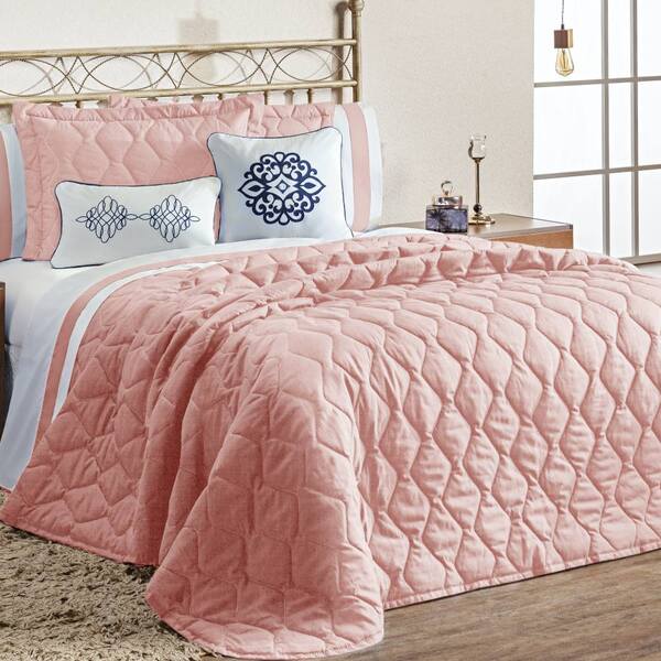 Cobre Leito King Marrocos Acompanha Almofadas 5 Peças - Rosê