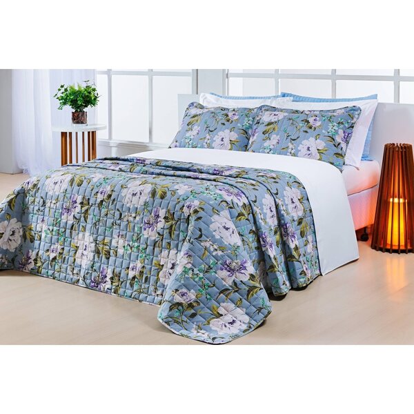 Cobre Leito King Nobre Floral 3 Peças Percal 200 Fios Algodão