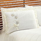 Cobre Leito King Palha Bordado com Almofadas Decorativa 7 Peç