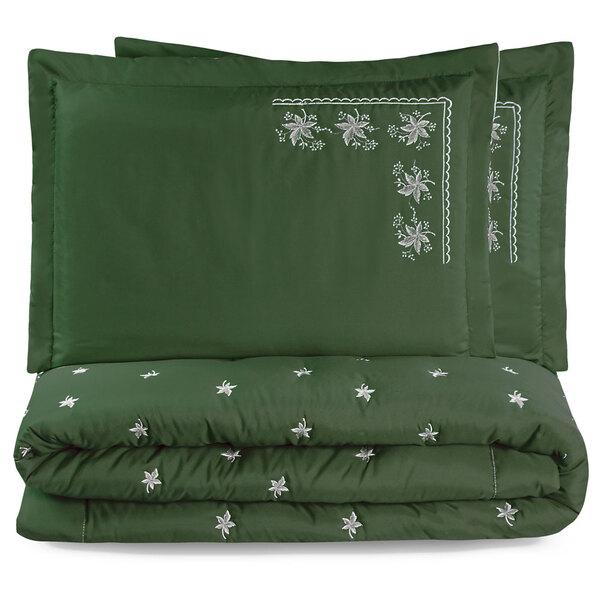 Cobre Leito King Saint Germain Bordado 3 Peças - Verde