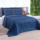 Cobre Leito King Site 3 Peças Micropercal 200 Fios Azul Marin