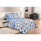 Cobre Leito King Valentina Floral Azul Enxovais Aquarela 3 Pe