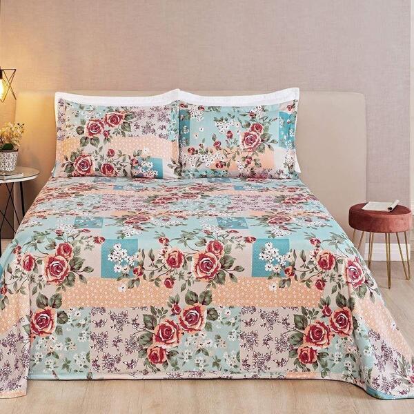 Cobre Leito King Zoe Piquet 3 Peças - Patch Tiffan