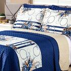 Cobre Leito Laura Casal 6 Pecas Floral Azul Marinho