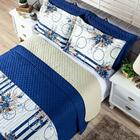 Cobre Leito Laura Casal 6 Pecas Floral Azul Marinho