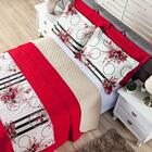 Cobre Leito Laura Casal 6 Pecas Floral Vermelho Preto