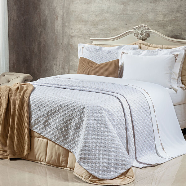 Cobre Leito Liso Queen Size Branco 400 Fios Egípcio 100% Algo