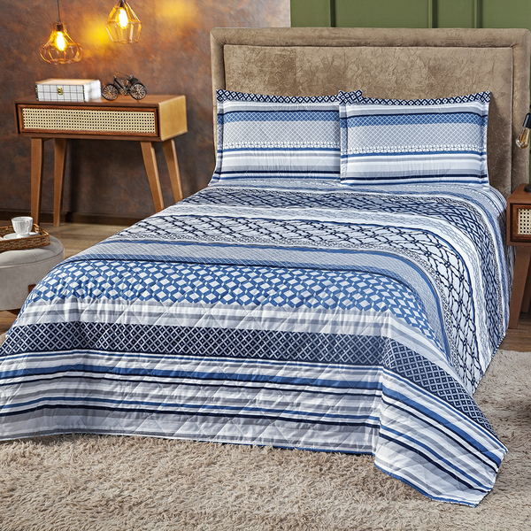 Cobre Leito Matelado Casal Com Porta Travesseiros/ Estampado