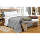 Cobre Leito Matelado Casal Poliéster Cinza