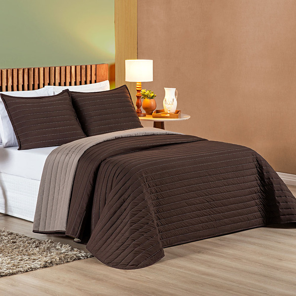 Cobre Leito Millenyum King Dupla Face 3 Peças - Tabaco - 100%