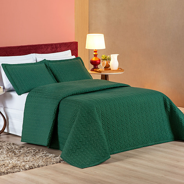 Cobre Leito Mistral Padrão Dupla Face 3 Peças - Esmeralda - 1