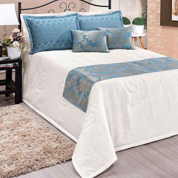 Cobre Leito Palha Seda Amassada 10 Peças Com Peseira Xale Jac