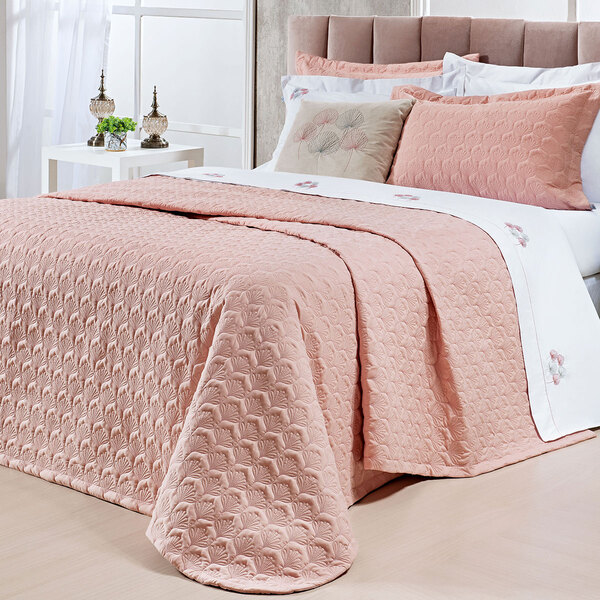 Cobre Leito Premium Queen Size Rosa Micro Percal Peletizado 2