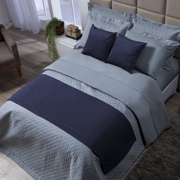 Cobre Leito Queen 3 Pçs Tous Les Jours 200 Fios - Cinza Nevoa