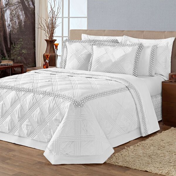 Cobre Leito Queen Alemanha Matelado Com Guipir 5 Peças - Bran