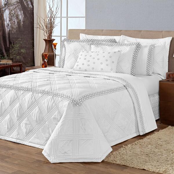 Cobre Leito Queen Belga Micropercal 200 Fios 7 Peças - Branco