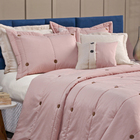 Cobre Leito Queen Botão Bordado 200 Fios 7 Peças - Rose