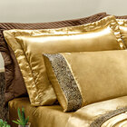 Cobre Leito Queen Cetim Charmousse Safari 7 Peças - Dourado