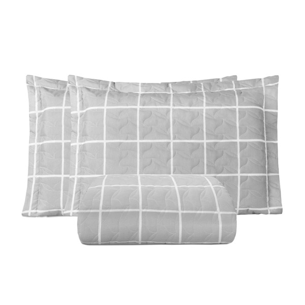 Cobre Leito Queen Classic Estampado 160 Fios 3 Peças - Grid C