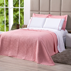 Cobre Leito Queen Dupla Face Rosê Coral + Jogo De Cama 100% A