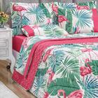 Cobre Leito Queen Exotic Flamingo Micropercal 3pç -rosa