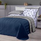 Cobre Leito Queen Filó Dupla Face 6 Pçs Marinho