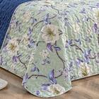 Cobre Leito Queen Flores 200 Fios 3 Peças - Azul