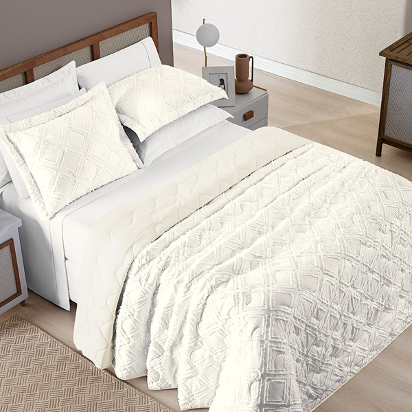 Cobre Leito Queen Harmonia 3 Peças Dupla Face - White - 100%