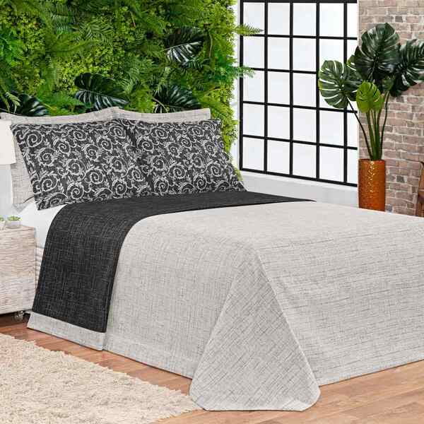 Cobre Leito Queen Marau Dupla Face Jacquard Rustico 3 Peças -