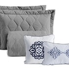 Cobre Leito Queen Marrocos Acompanha Almofadas 5 Peças - Cinza