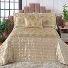 Cobre Leito Queen Nobreza Cetim Amassado Com Tule Bordado 7 P