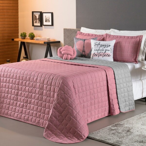 Cobre Leito Queen Paris Dupla Face Com Almofadas 8 Peças - Ro