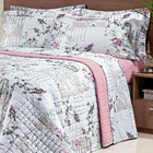 Cobre Leito Queen Passarinho Estampado 200 Fios 100% Algodão