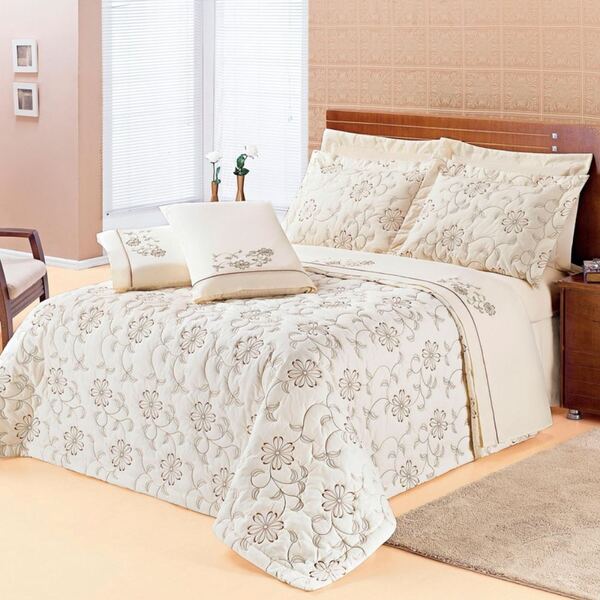 Cobre Leito Queen Percal 200 Fios 100% Algodão 5 Peças Siena