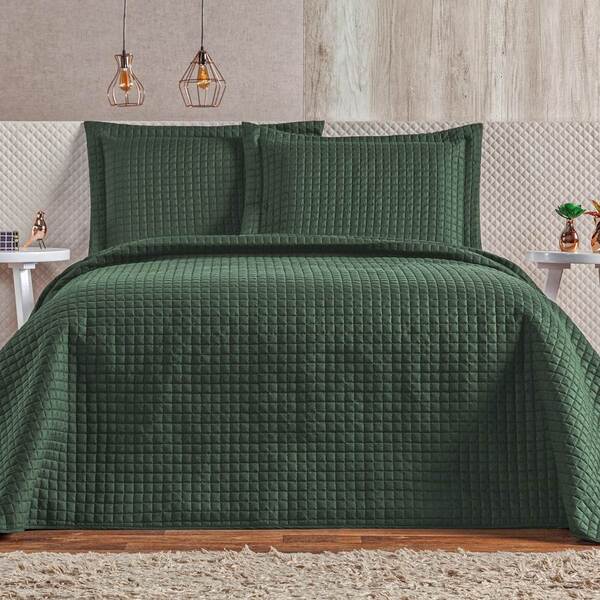 Cobre Leito Queen Plata Percal 200 Fios 3 Peças - Verde Milit