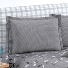 Cobre Leito Queen Preto Estampado 7 Peças + Cortina  2m X 1,7