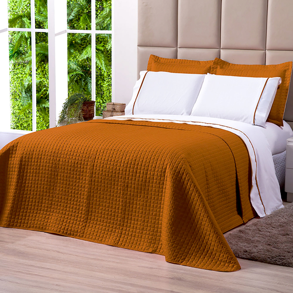 Cobre Leito Queen Size Terracota Dupla Face Micropercal 3 Peç