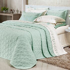 Cobre Leito Queen Size Verde 200 Fios 100% Algodão + Jogo De