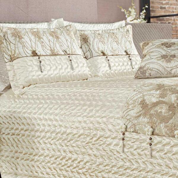 Cobre Leito Queen Tecido 8 Peças Palha