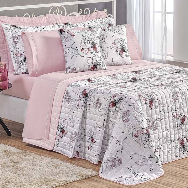 Cobre Leito Queen Top Line Estampado 180 Fios 3 Peças - Malta