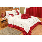 Cobre Leito Queen Vermelho Seda Amassada 7 Peças Com Almofada